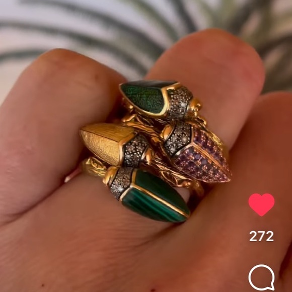 ❌SOLD❌Bibi Van Der Velden Topaz and diamond scarab ring 18 K - Picture 3 of 3